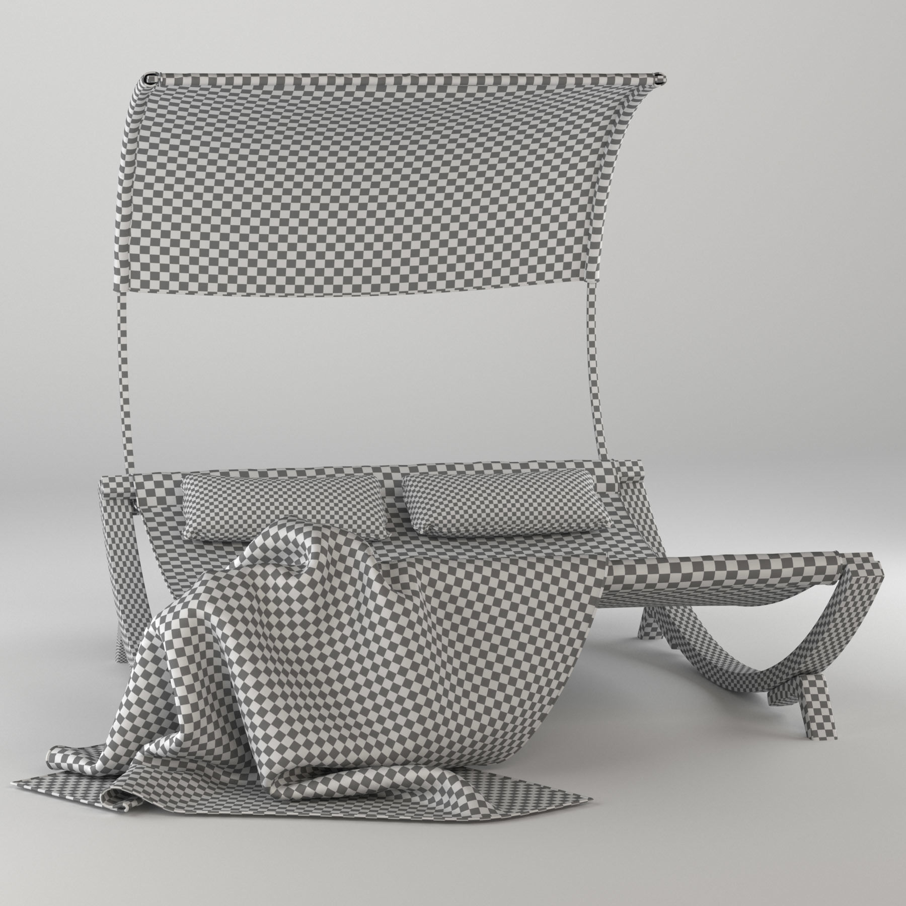 Maura Double Chaise Lounge with Cushion Free 3D model_2