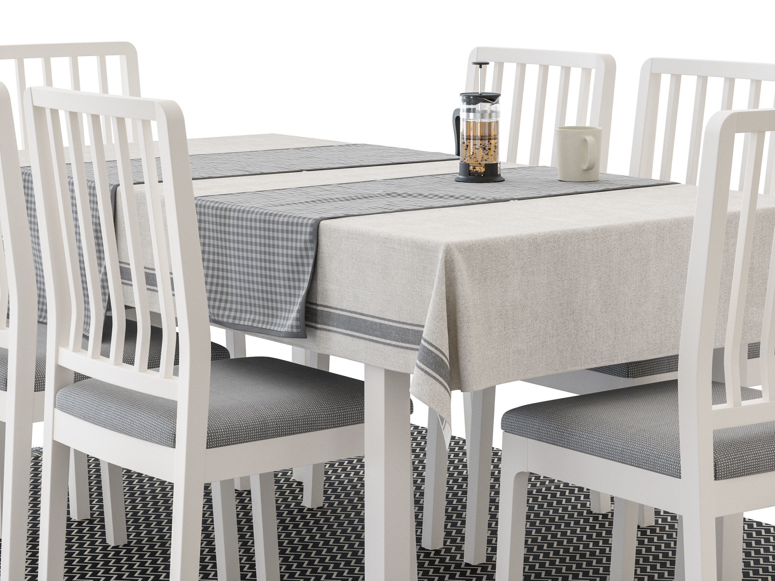 dinning set ikea dining table and chairs 3D model_1