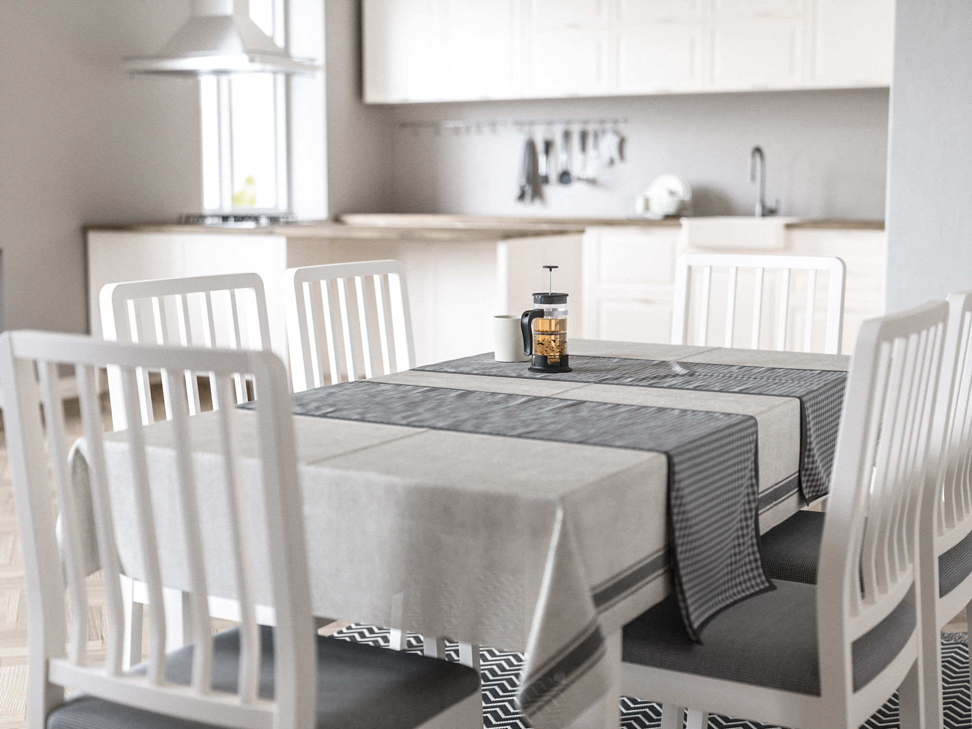 dinning set ikea dining table and chairs 3D model_4