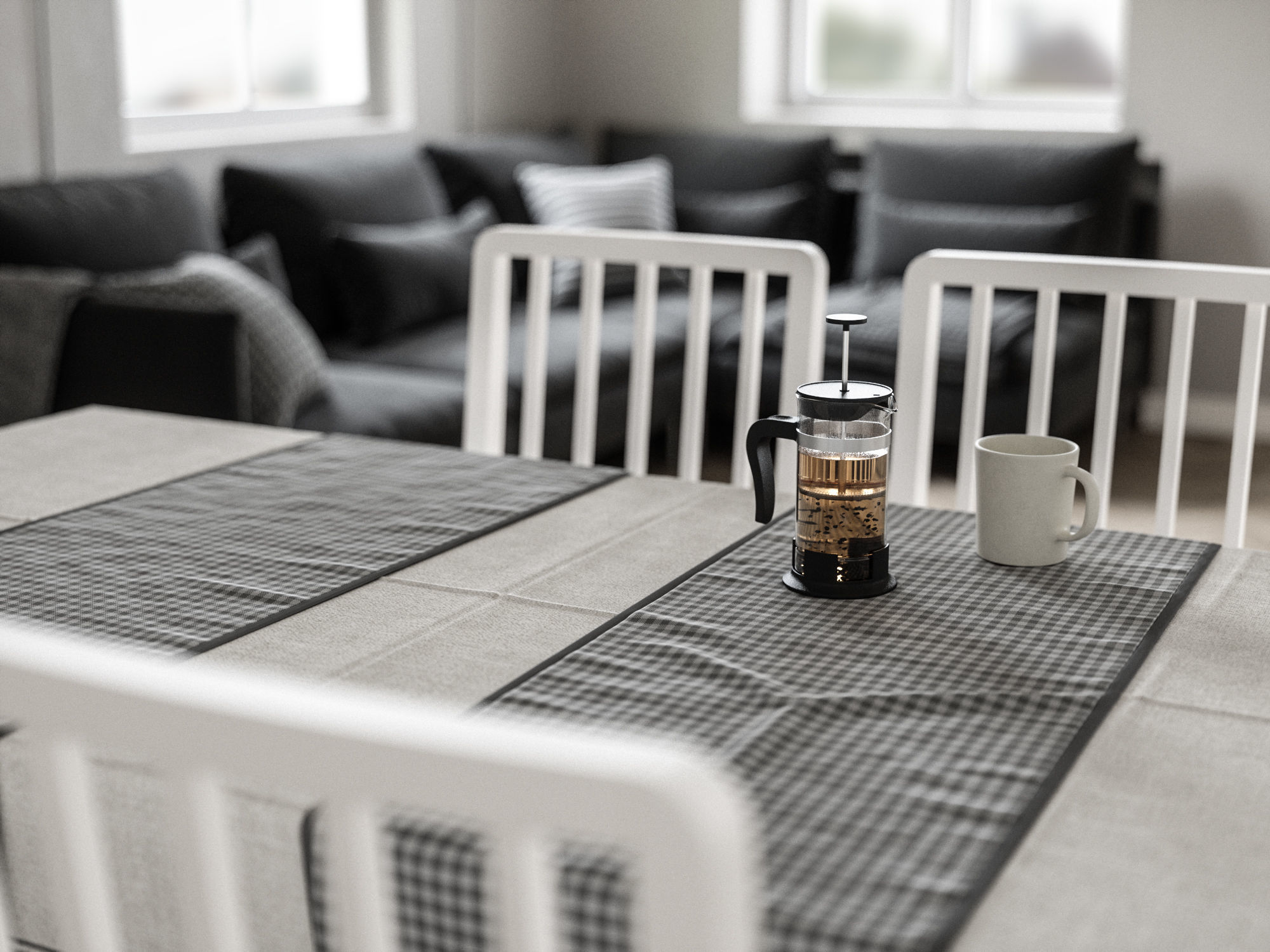 dinning set ikea dining table and chairs 3D model_5