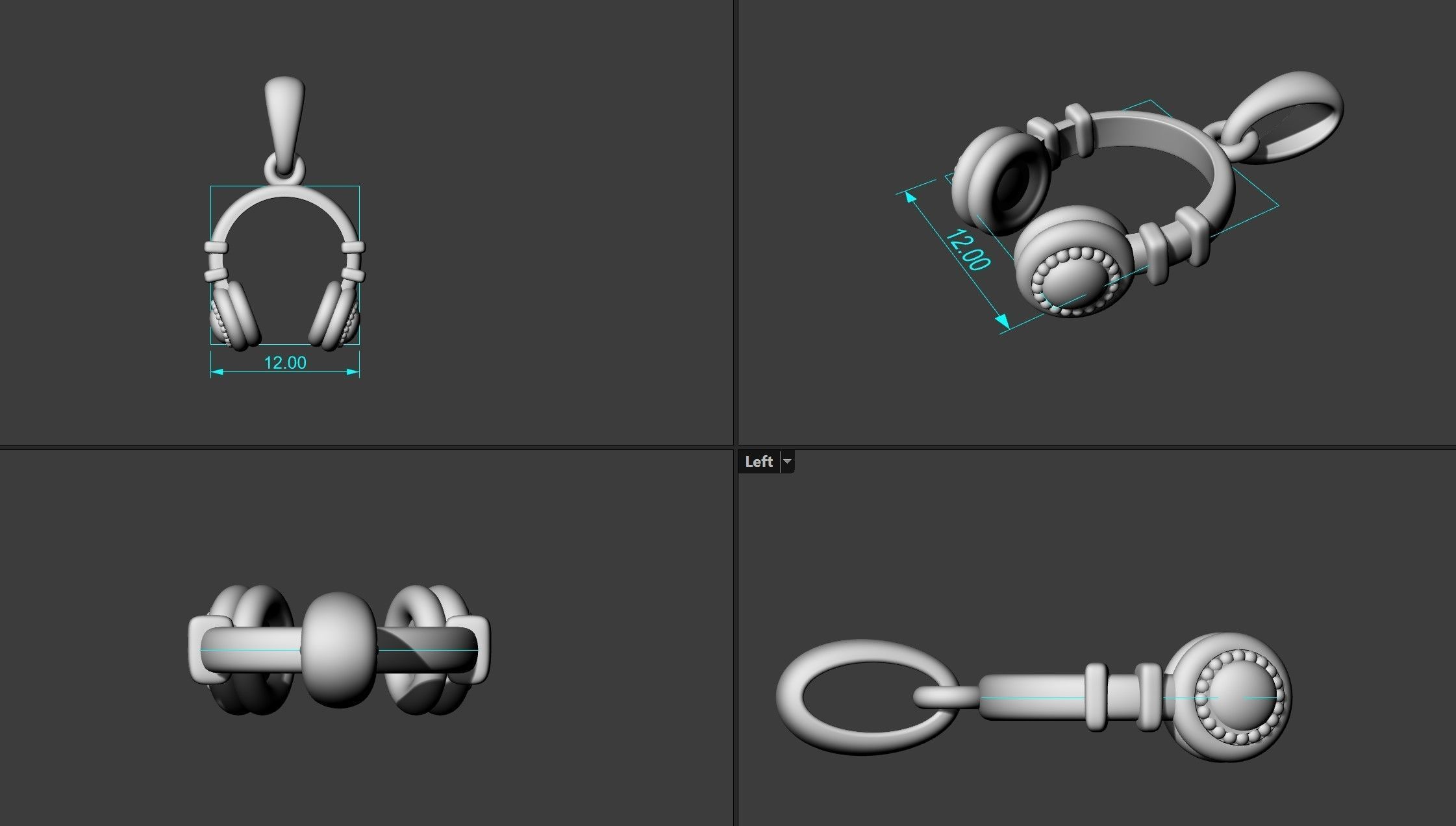 Headphone pendant 3D print model_3