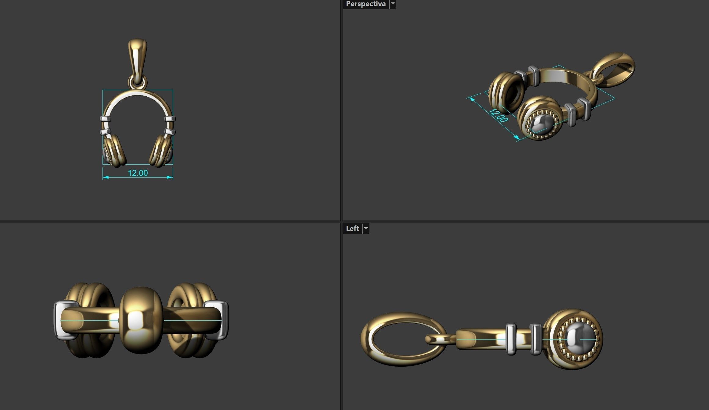 Headphone pendant 3D print model_6