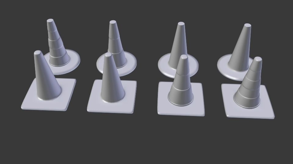 Traffic Cone Pack 3D model_4