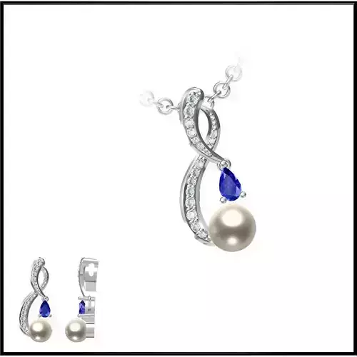 JCD Format Personalized diamond pearl pendant metal file