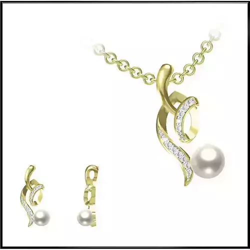 JCD Format Personalized diamond pearl pendant jewelry files