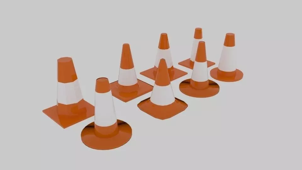 Low Poly Traffic Cone Pack Free low-poly 3D model