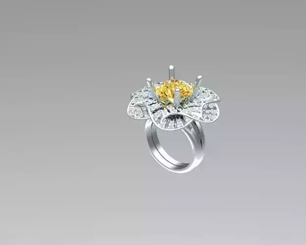 Ring woman The Rose Ring - Gold Diamond Parrot 3D print model 3D print model