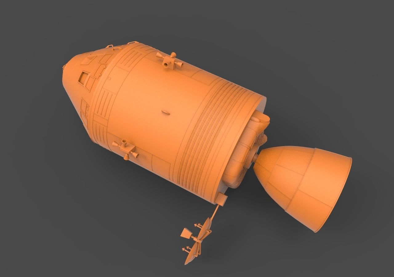 APOLLO orange spaceship 3D print model_8