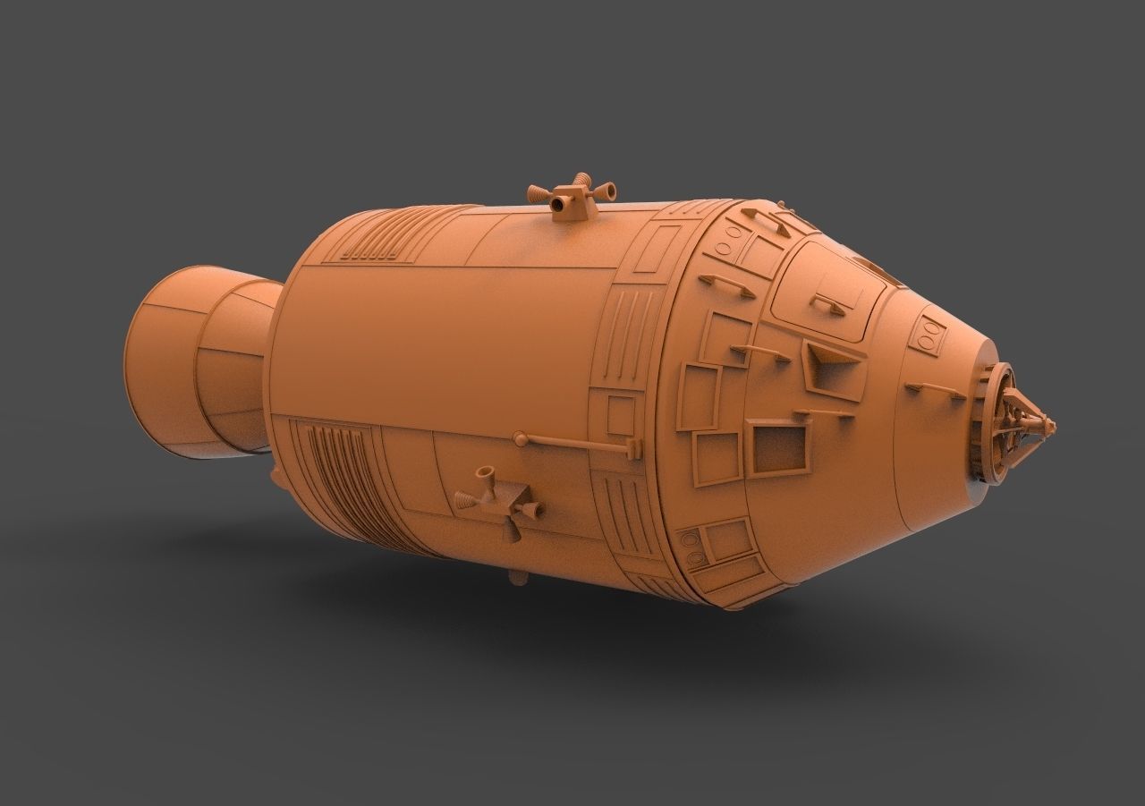 APOLLO orange spaceship 3D print model_2