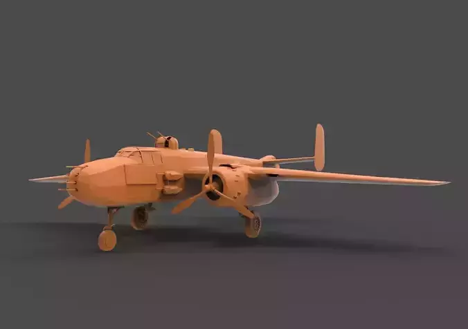 B-25J orange airplane 3D print model