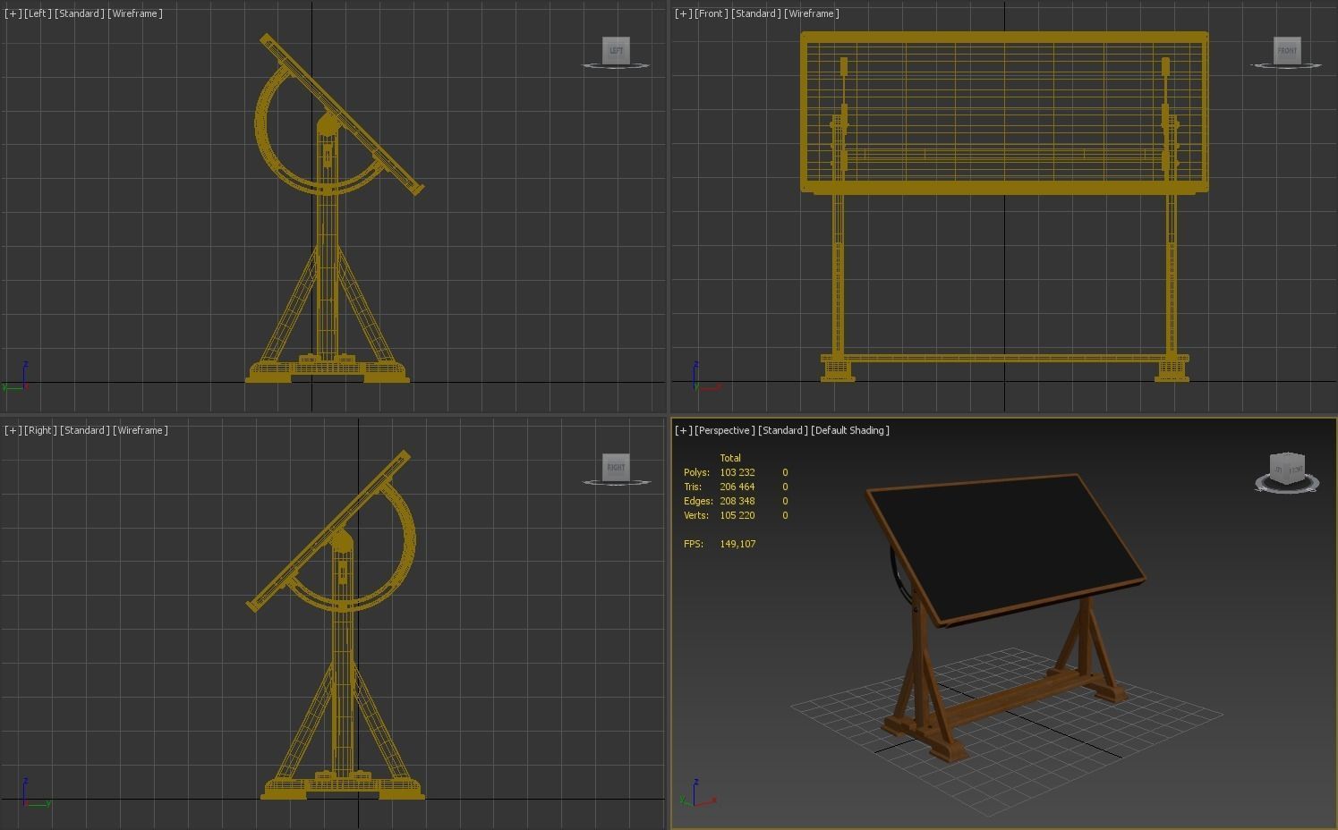 Drafting Table with Blackboard 3D model_14