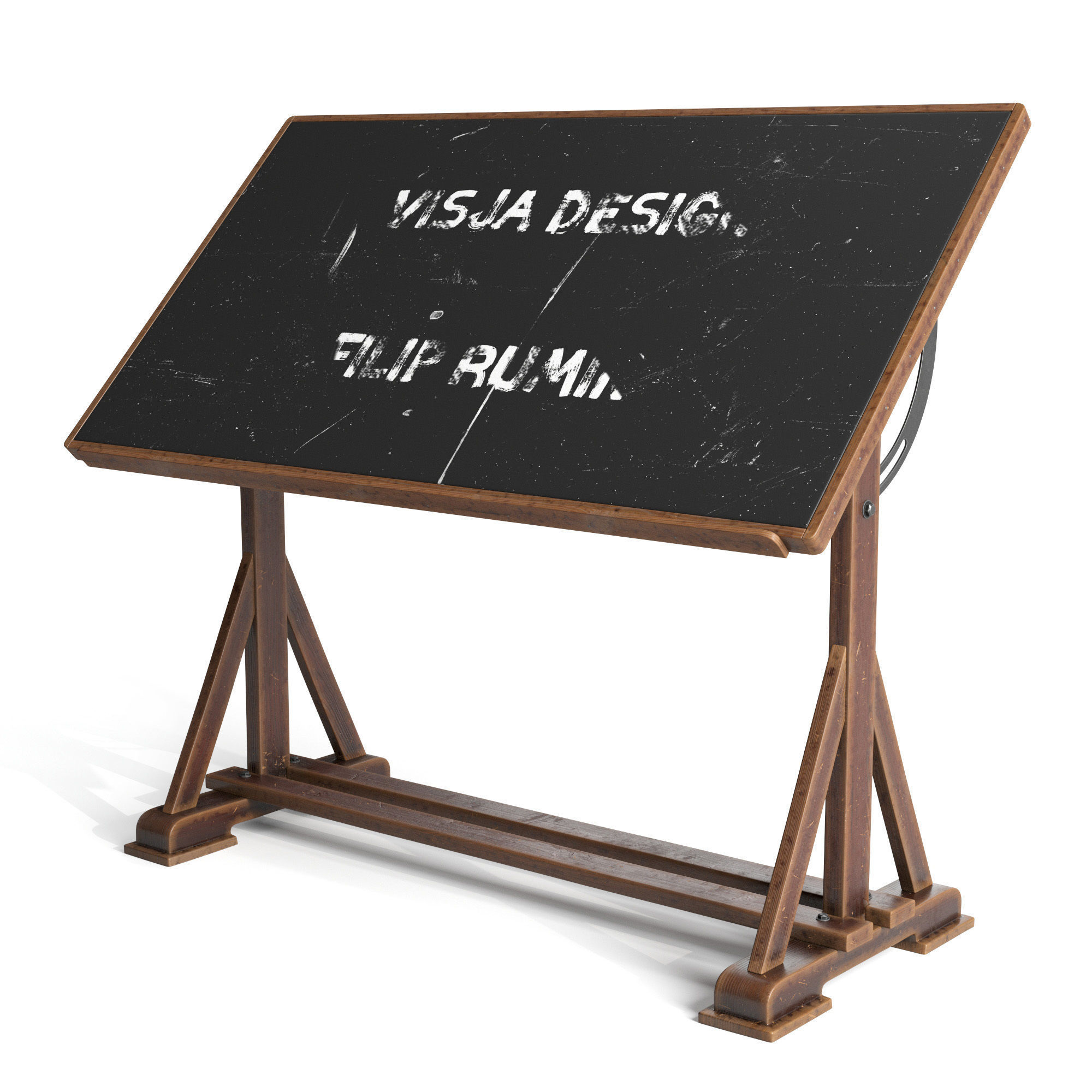 Drafting Table with Blackboard 3D model_1