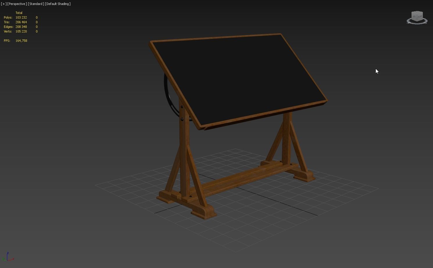 Drafting Table with Blackboard 3D model_13