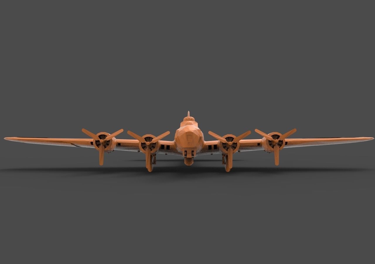 B - 17 orange airplane 3D print model_1