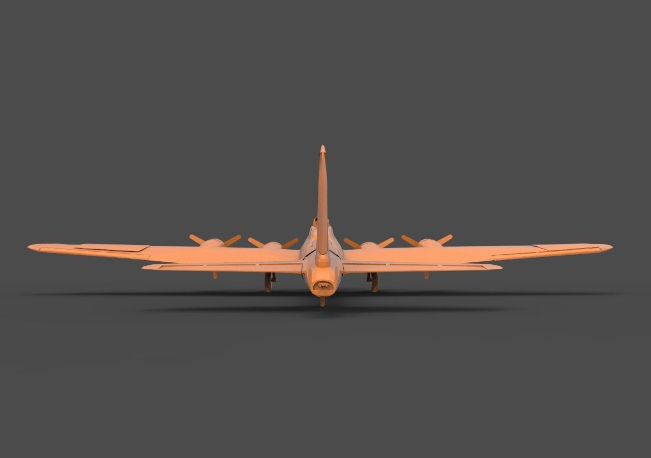 B - 17 orange airplane 3D print model_5