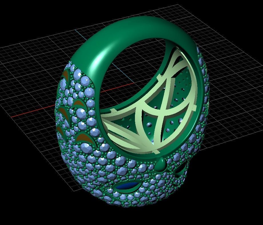 Ring Owl  Diamonds 3D print model_3