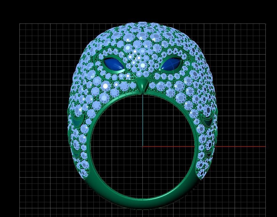 Ring Owl  Diamonds 3D print model_1
