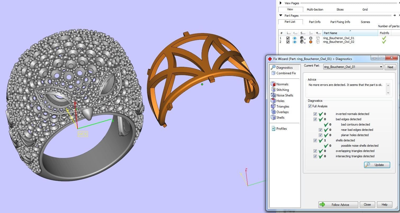 Ring Owl  Diamonds 3D print model_4