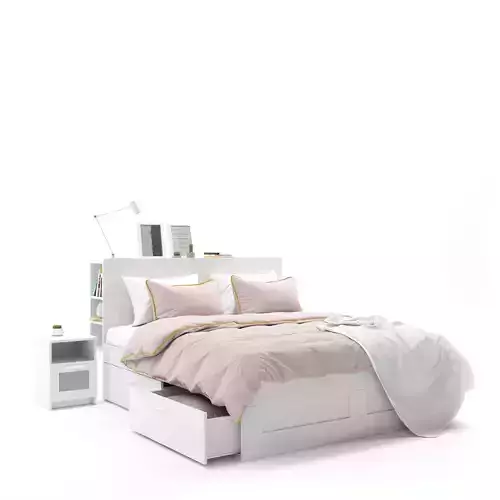 Brimnes White Bed withRiggad Lamp 