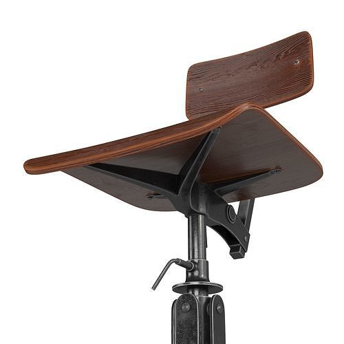 Rustic Drafting Chair 3D model 4