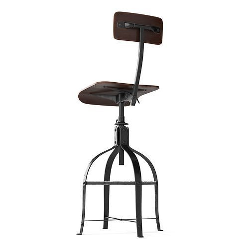 Rustic Drafting Chair 3D model 3