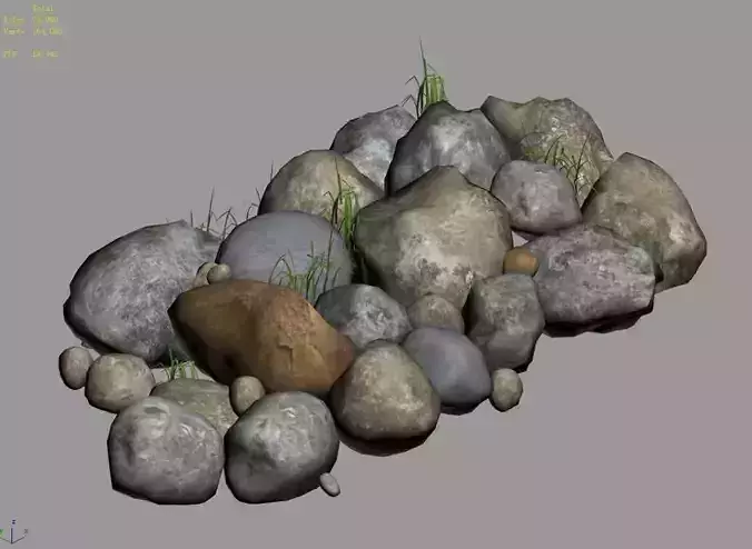 Climbed rattan - stone 03 3D model