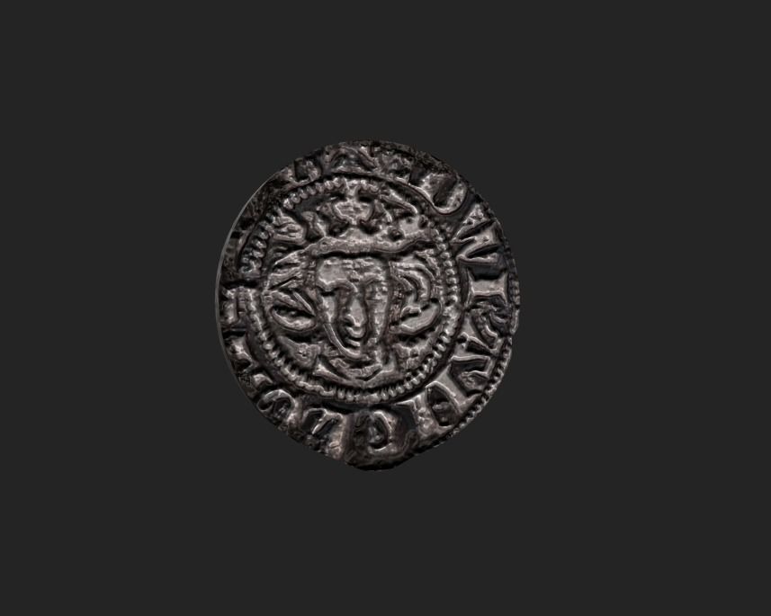 Coin Edward I Penny Low-poly 3D model_4