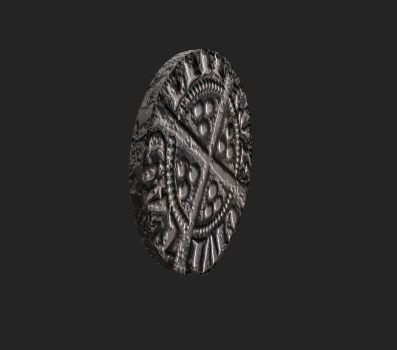 Coin Edward I Penny Low-poly 3D model_5