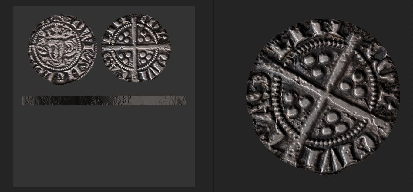 Coin Edward I Penny Low-poly 3D model_6