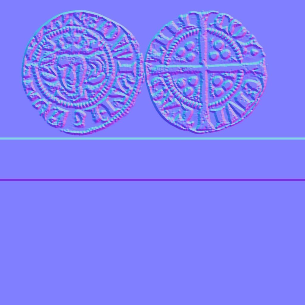 Coin Edward I Penny Low-poly 3D model_7