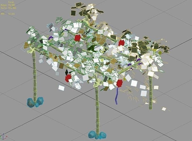 Climbed rattan - bamboo shed 01 3D model