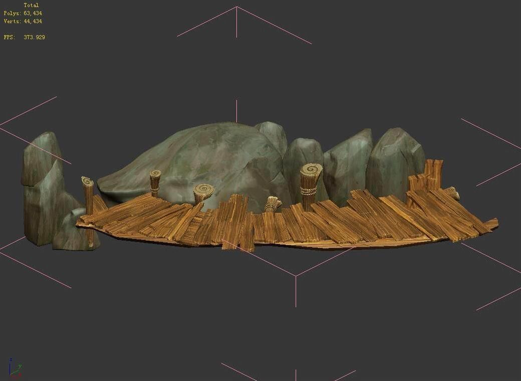 Broken - Wooden Bridge - Stone 03 3D model_4