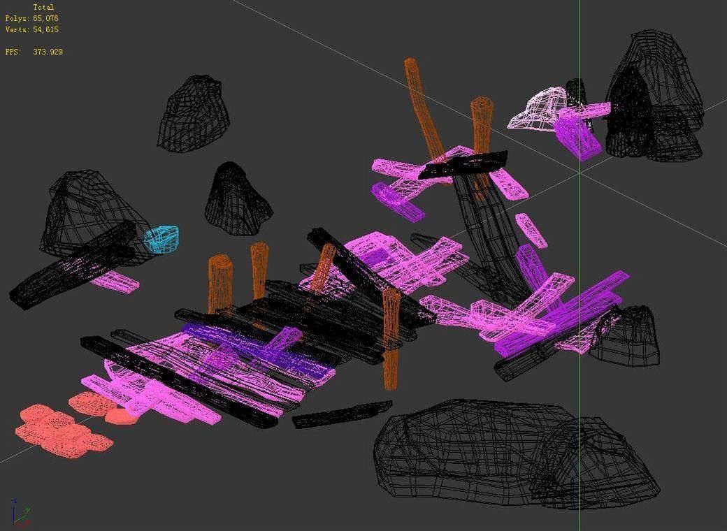 Broken - Wooden Bridge - Stone 08 3D model_3