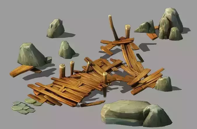 Broken - Wooden Bridge - Stone 08