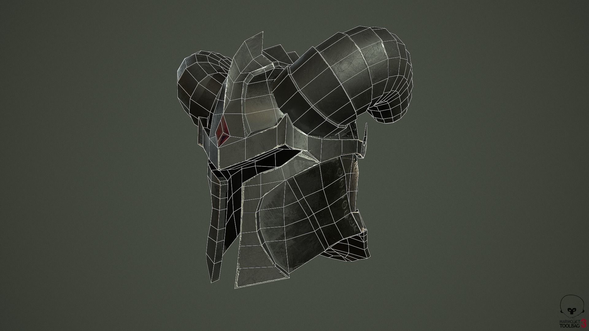Dead knight helmet Low-poly 3D model_22