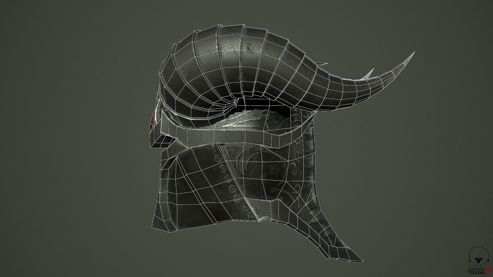 Dead knight helmet Low-poly 3D model_24