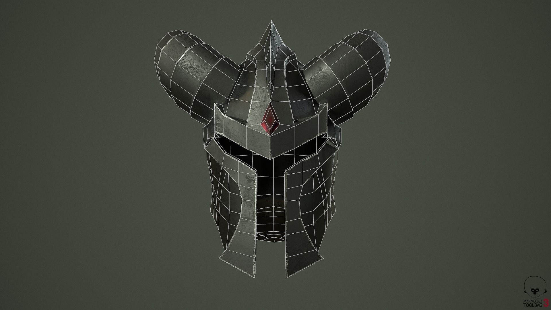Dead knight helmet Low-poly 3D model_21
