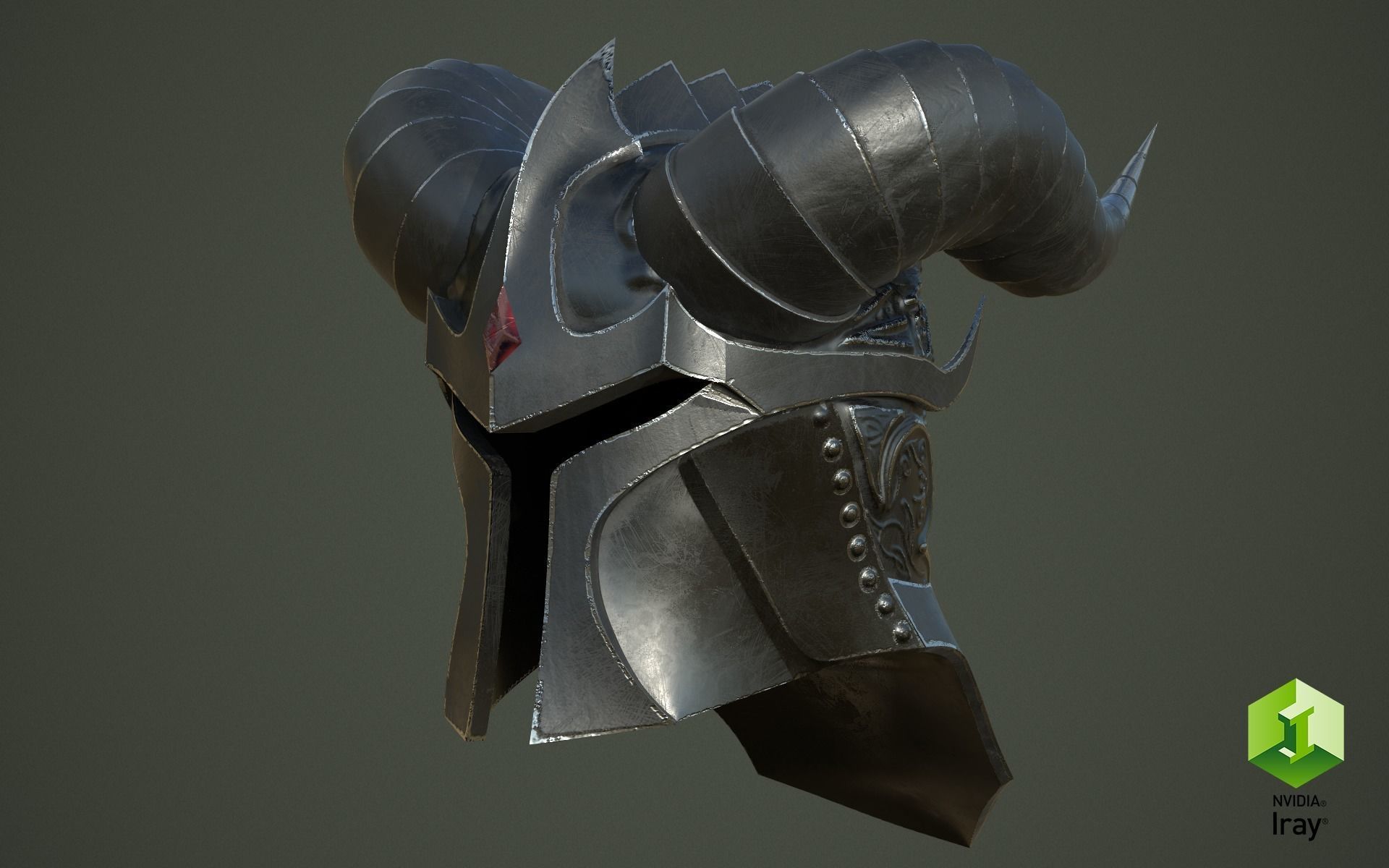 Dead knight helmet Low-poly 3D model_34