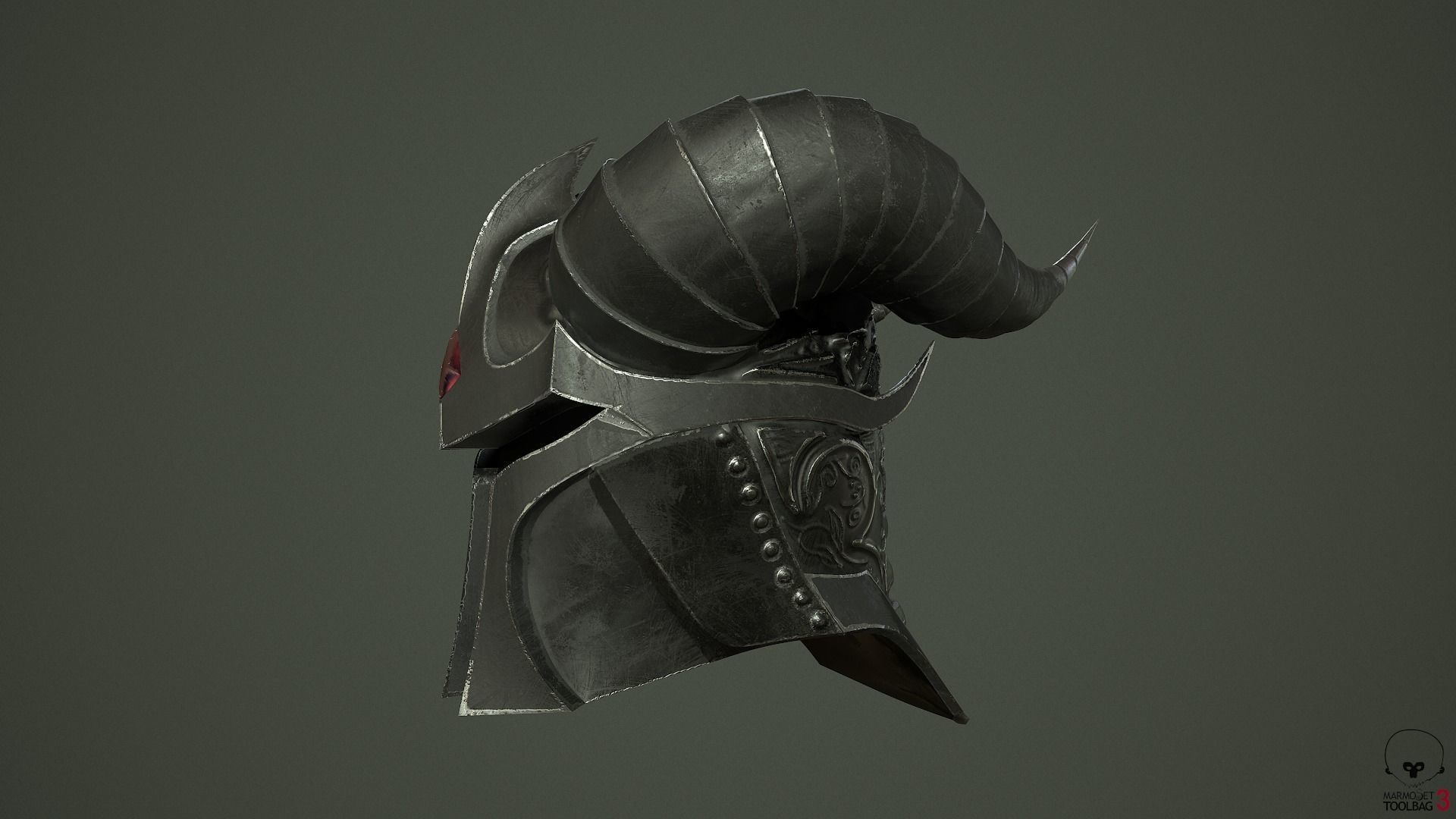 Dead knight helmet Low-poly 3D model_7