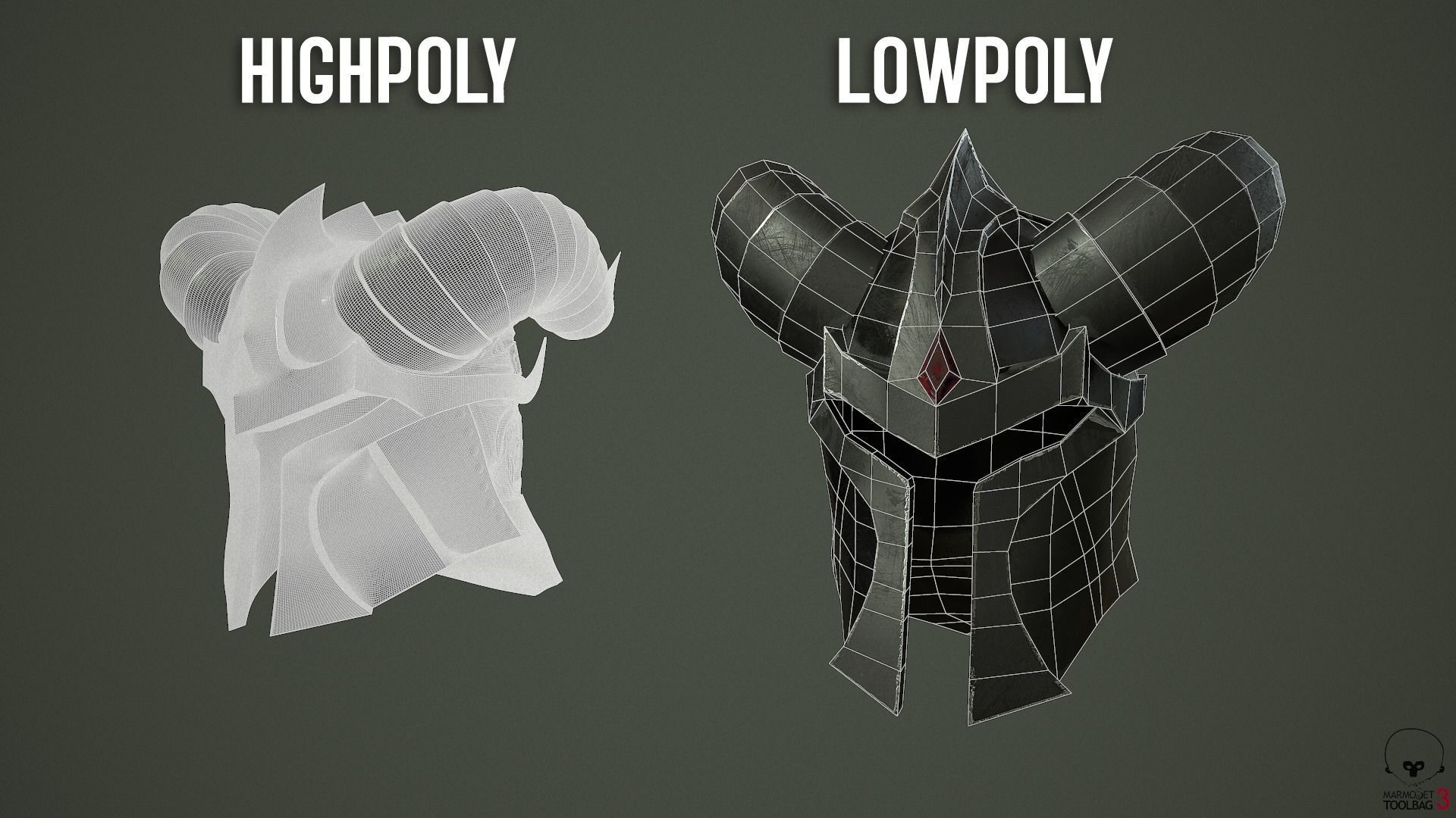 Dead knight helmet Low-poly 3D model_20