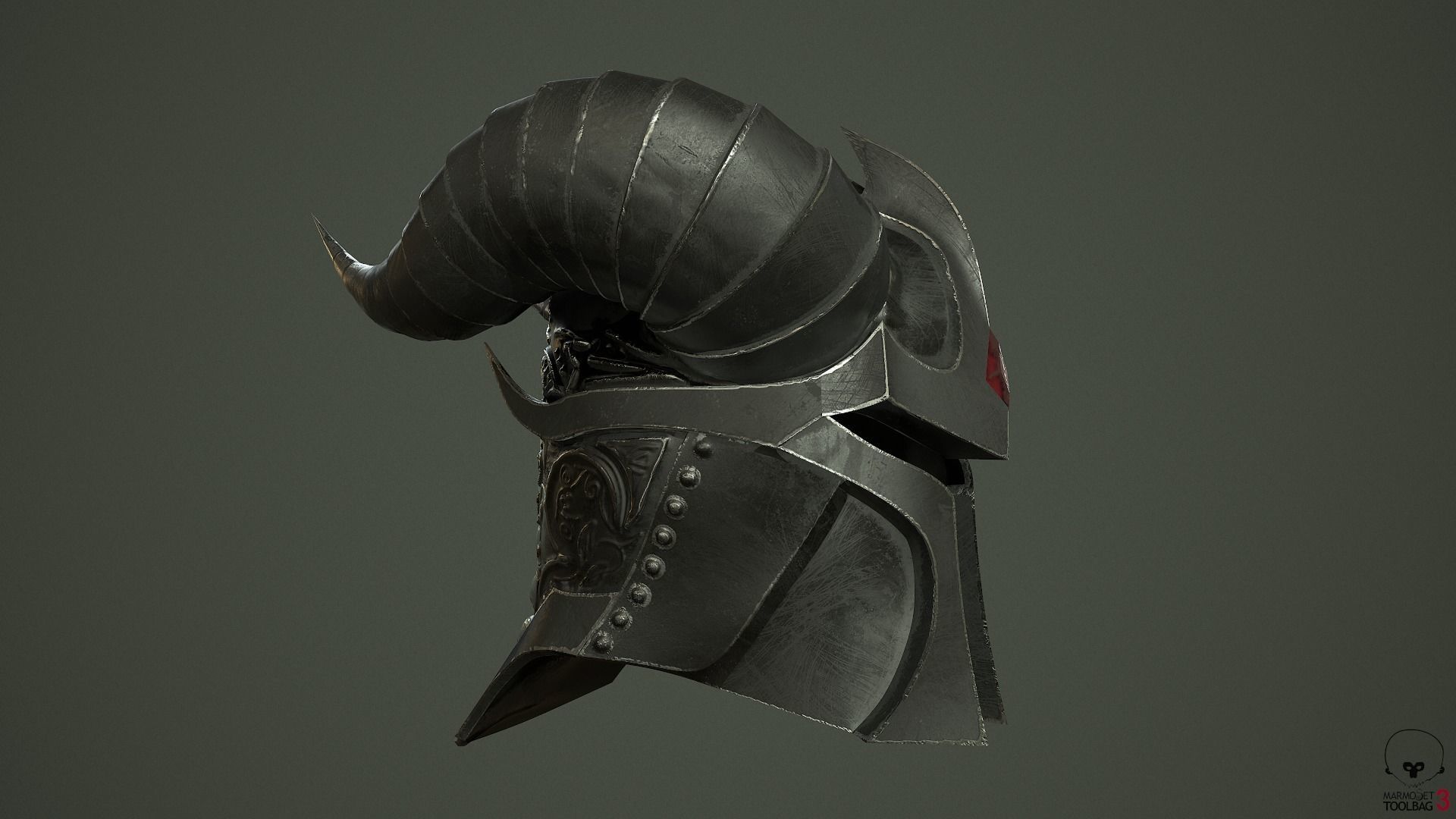 Dead knight helmet Low-poly 3D model_15