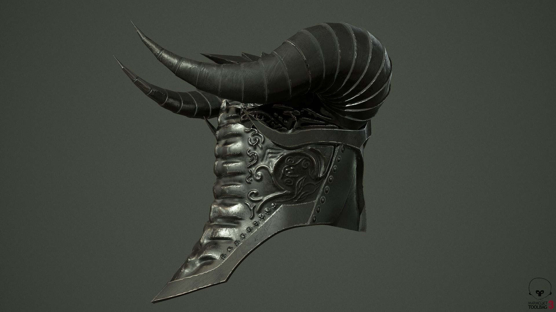 Dead knight helmet Low-poly 3D model_13