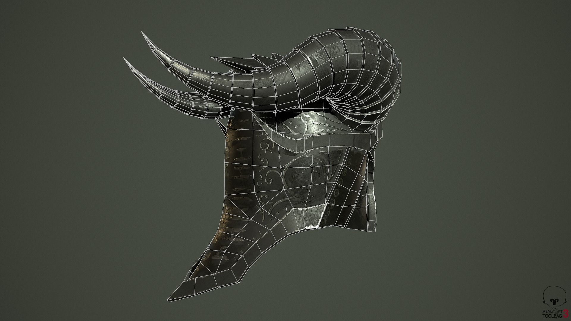Dead knight helmet Low-poly 3D model_29