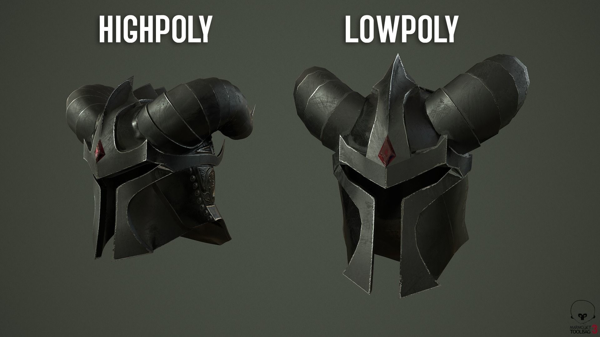 Dead knight helmet Low-poly 3D model_19