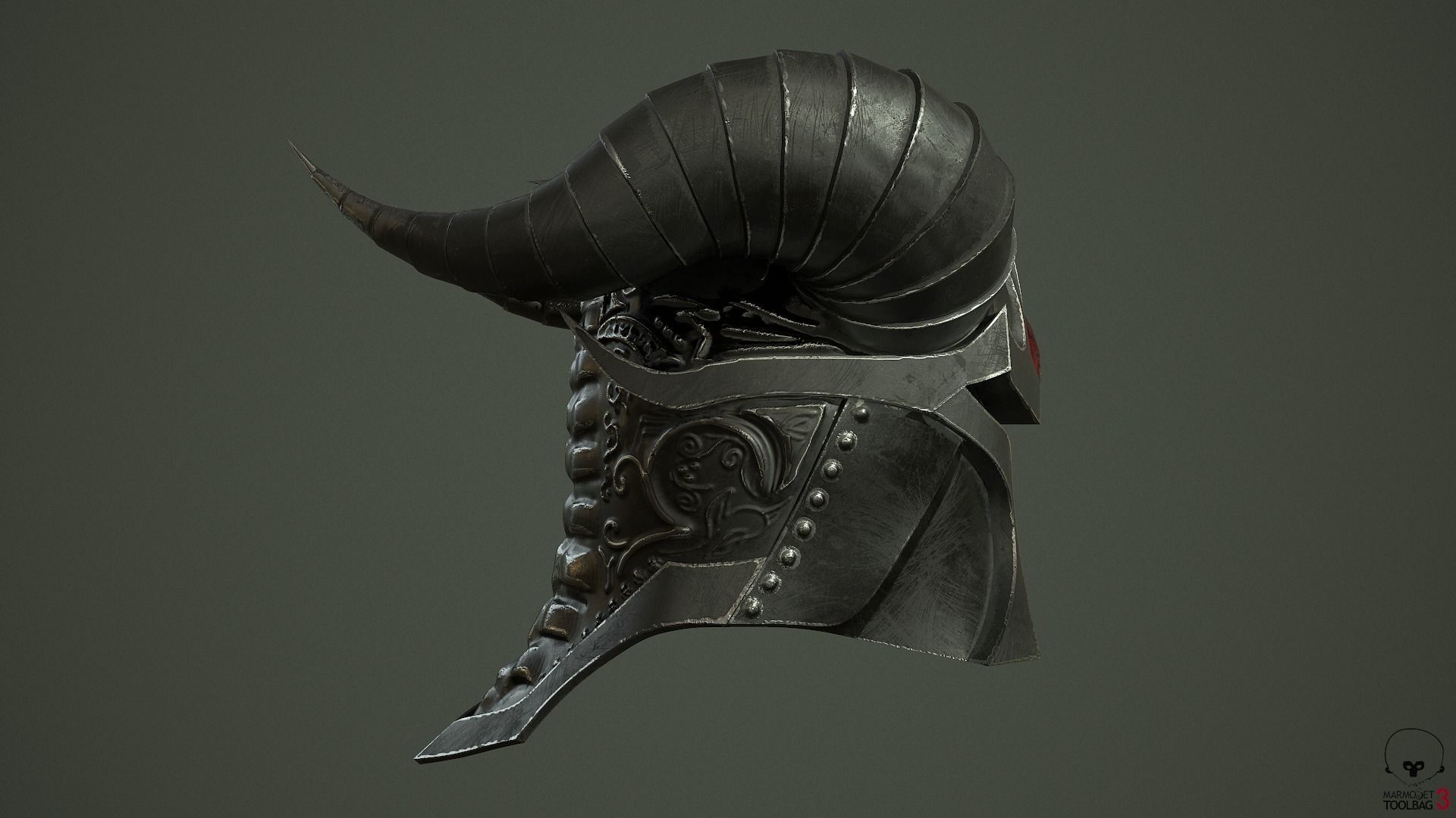 Dead knight helmet Low-poly 3D model_14