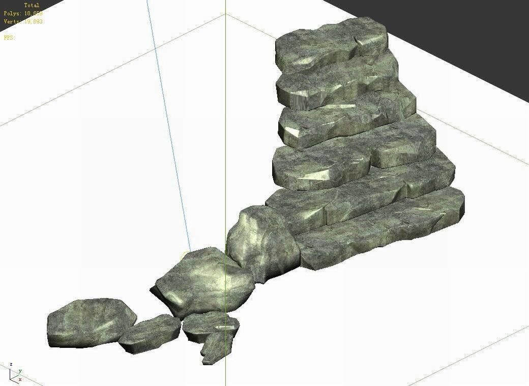 Qu You Path - Stone Ladder 02 3D model_6