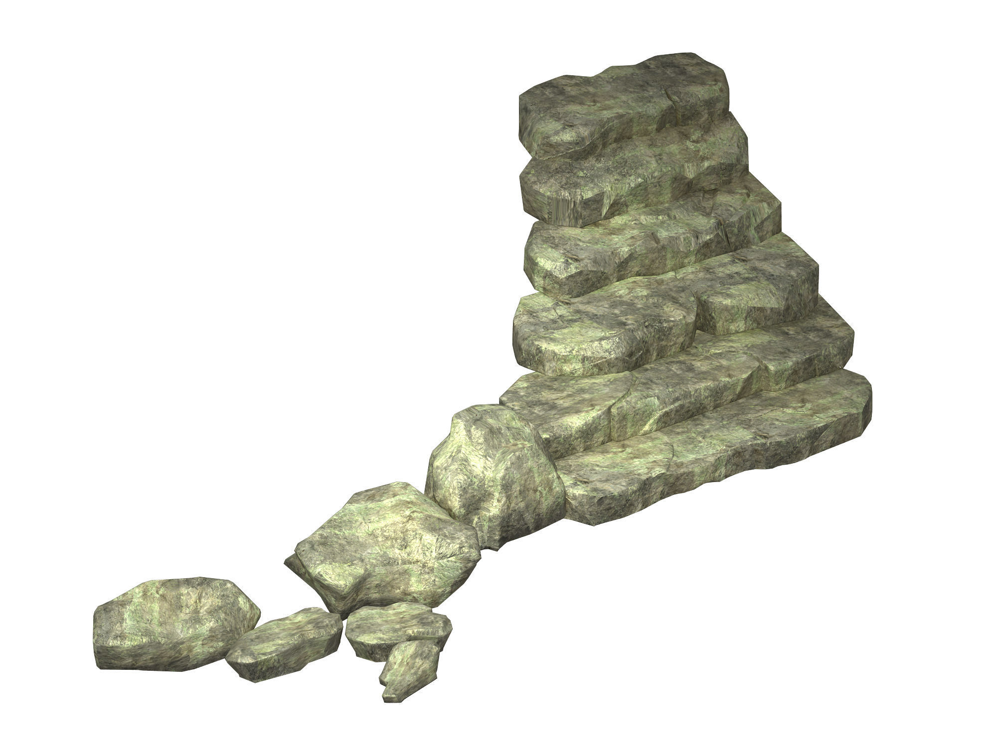 Qu You Path - Stone Ladder 02 3D model_1