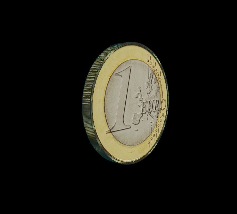 1 Euro Coin - Cyprus Low-poly 3D model_4