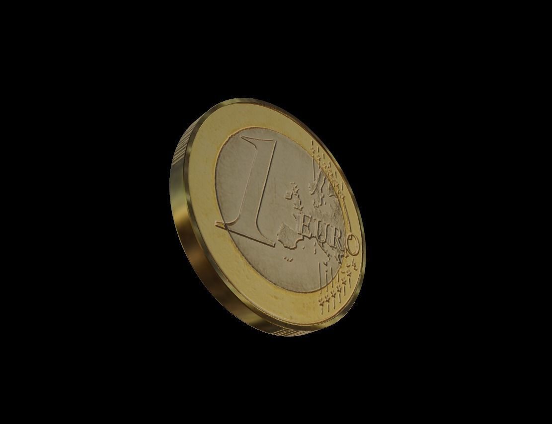 1 Euro Coin - Cyprus Low-poly 3D model_6