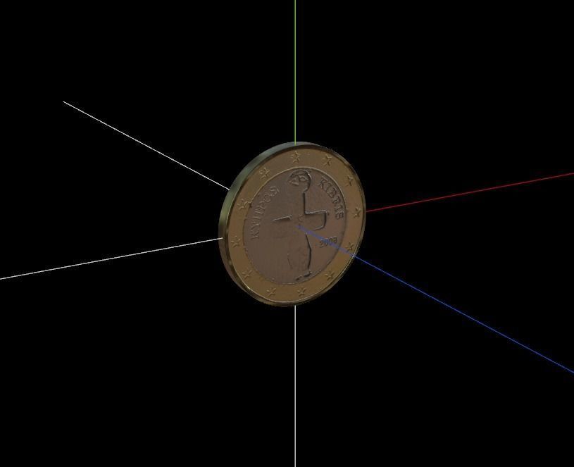 1 Euro Coin - Cyprus Low-poly 3D model_9